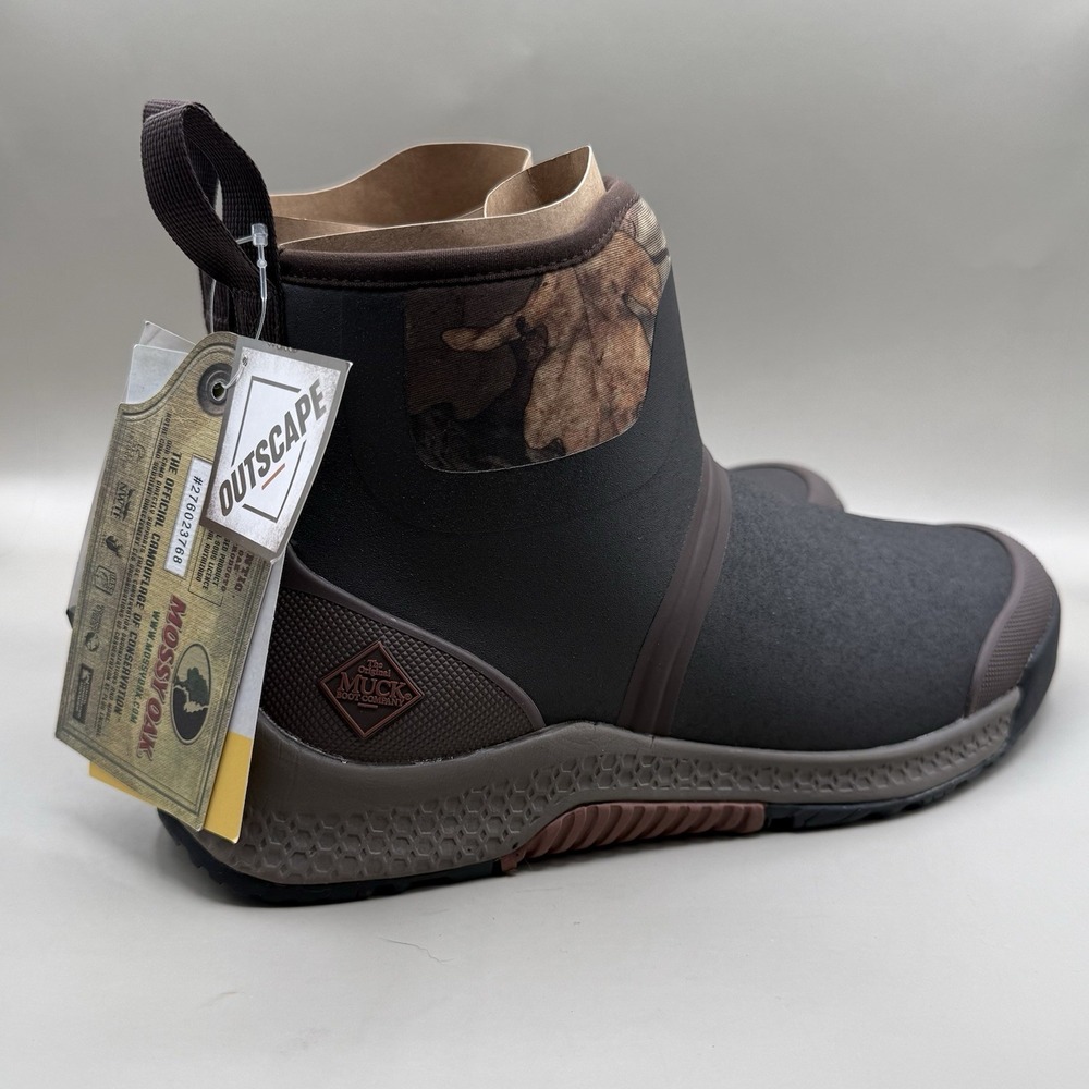 Muck Boot Men 8 Mossy Oak Outscape Chelsea Slip On Brown Waterproof NEW OSC-MOBU